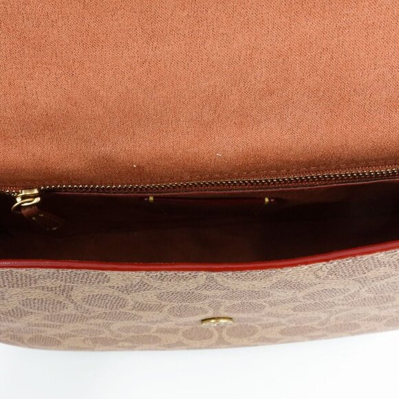 Coach Legacy Signature Shoulder Bag Red Brown OS - Picture 12 of 13